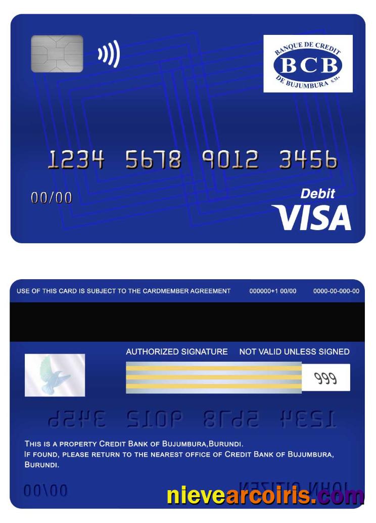 Burundi Credit Bank of Bujumbura visa debit card